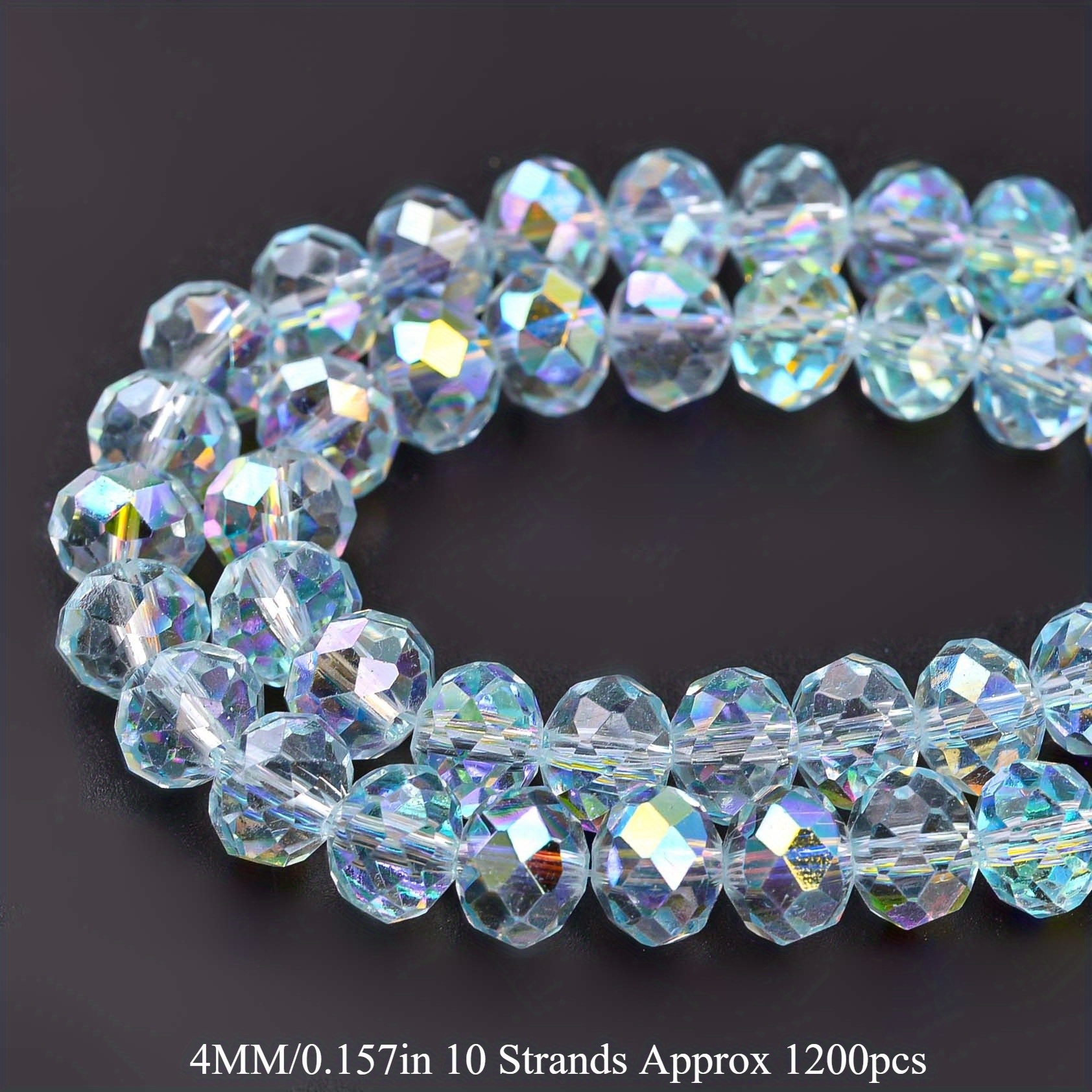TEMU 10 Strands Ab Colors Transparent Inlaid Crystal Beads With Loose Beads For Jewelry Making Diy Bracelet Accessories 3/ 4/ 6/ 8mm