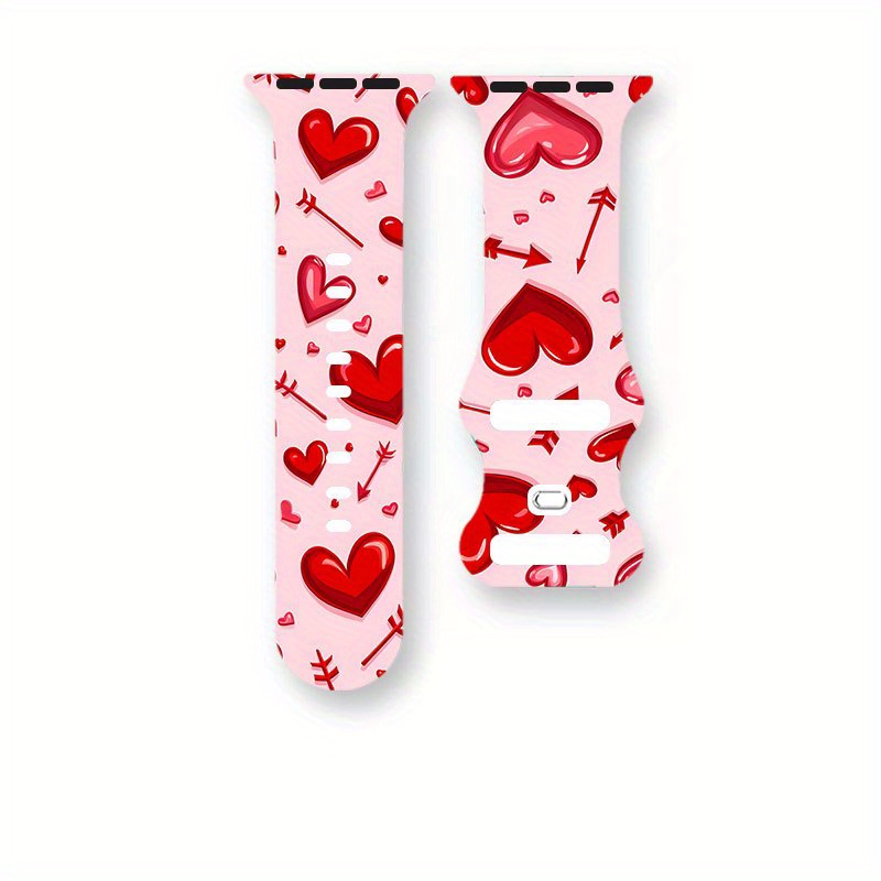 TEMU 2d Flat | Valentine's Day, Carnival Love Heart Trendy, Colorful, Under The Atmosphere Of , 1pc Replacement Strap For Watch Models, Including ,