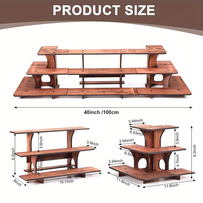 Wooden Display Step Stool 3 Tier Ladder Shelf, Portable, for Retail Countertops, Crafts Exhibition, Farmers Market, Trade Shows, Vendor Booths, Display Stand for Collectibles, Vendor Displays for Craft Shows, Wooden Display Stand