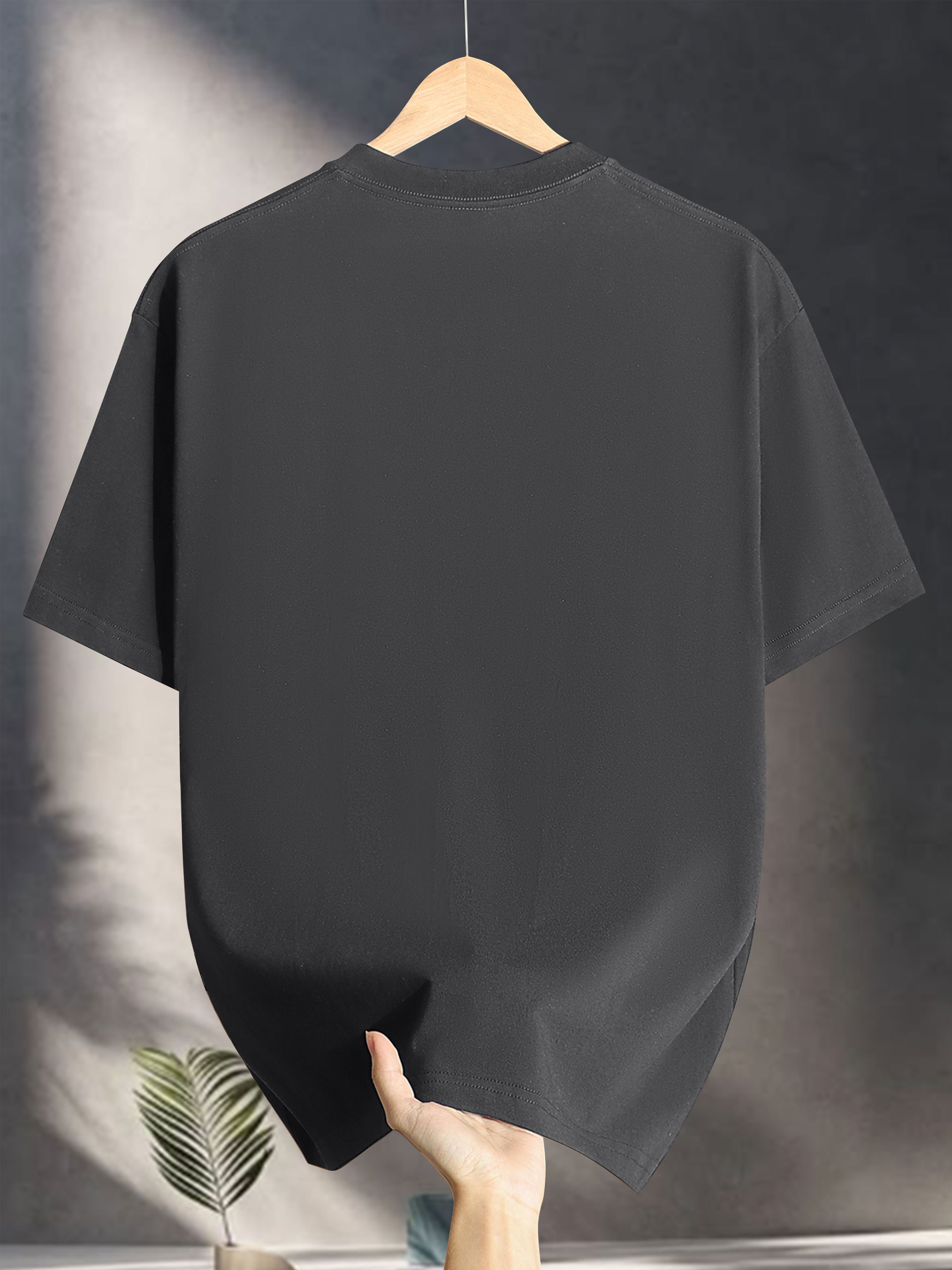 Men's Heavyweight 200gsm 100% Cotton Sport Graphic T-Shirt - Black Crew Neck Casual Tee for Everyday & Formal Summer Outfits - Breathable Everyday Essential Shirt