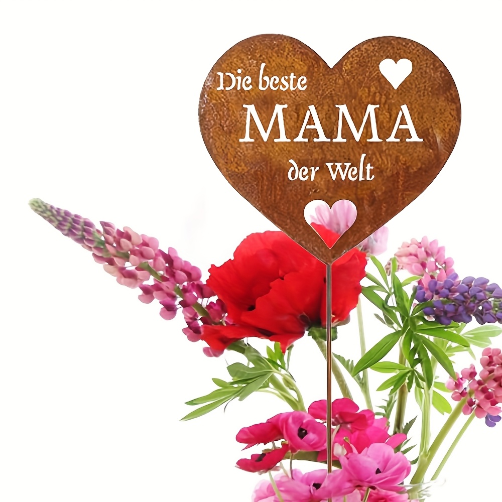 E-shop 【2D Flat】 [2D Flat] 1 Retro Acryl Gartenschild - Muttertag und Geburtstagsgeschenk, 'Weltbeste Mama' Außendekoration mit Blumendesign,