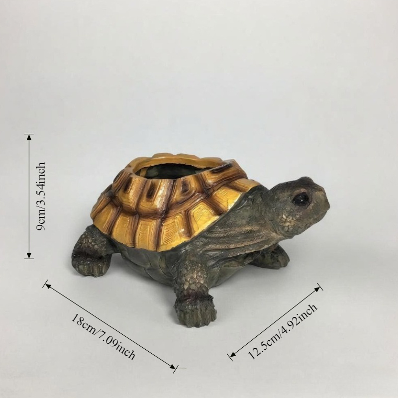 TEMU 1 Realistic Turtle Succulent Plant Flowerpot - With Turtle Head, Indoor And Outdoor Gardening Decoration, With Drainage Holes, Durable Resin