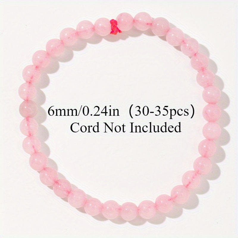 4mm/0.16in (42-45pcs) /6mm/0.24in (30-35pcs) /8mm/0.31in (22-25pcs) /10mm/0.4in (18-20pcs) Smooth Rose Quartz Beads Natural Stone Round Loose Beads For Jewelry Making, Bracelet Necklace Additions