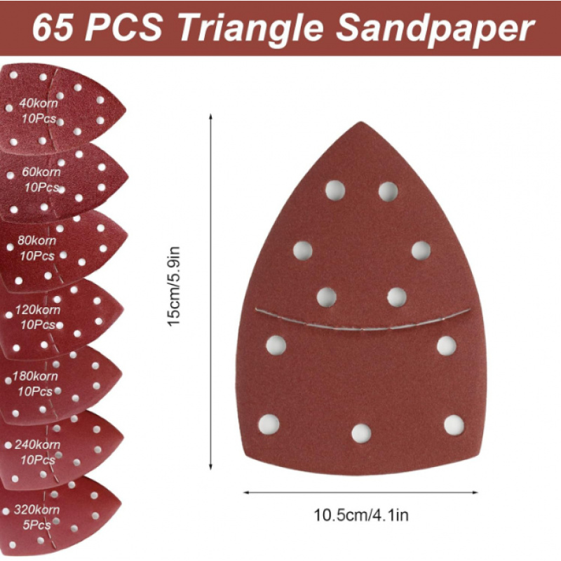 TEMU 65pcs Sanding Pads, Mouse Sander Pads, Sandpaper For Electric Sander, Detail Multi Tool Sanding Pads For Mouse Sander Sheets For Bosch Sander