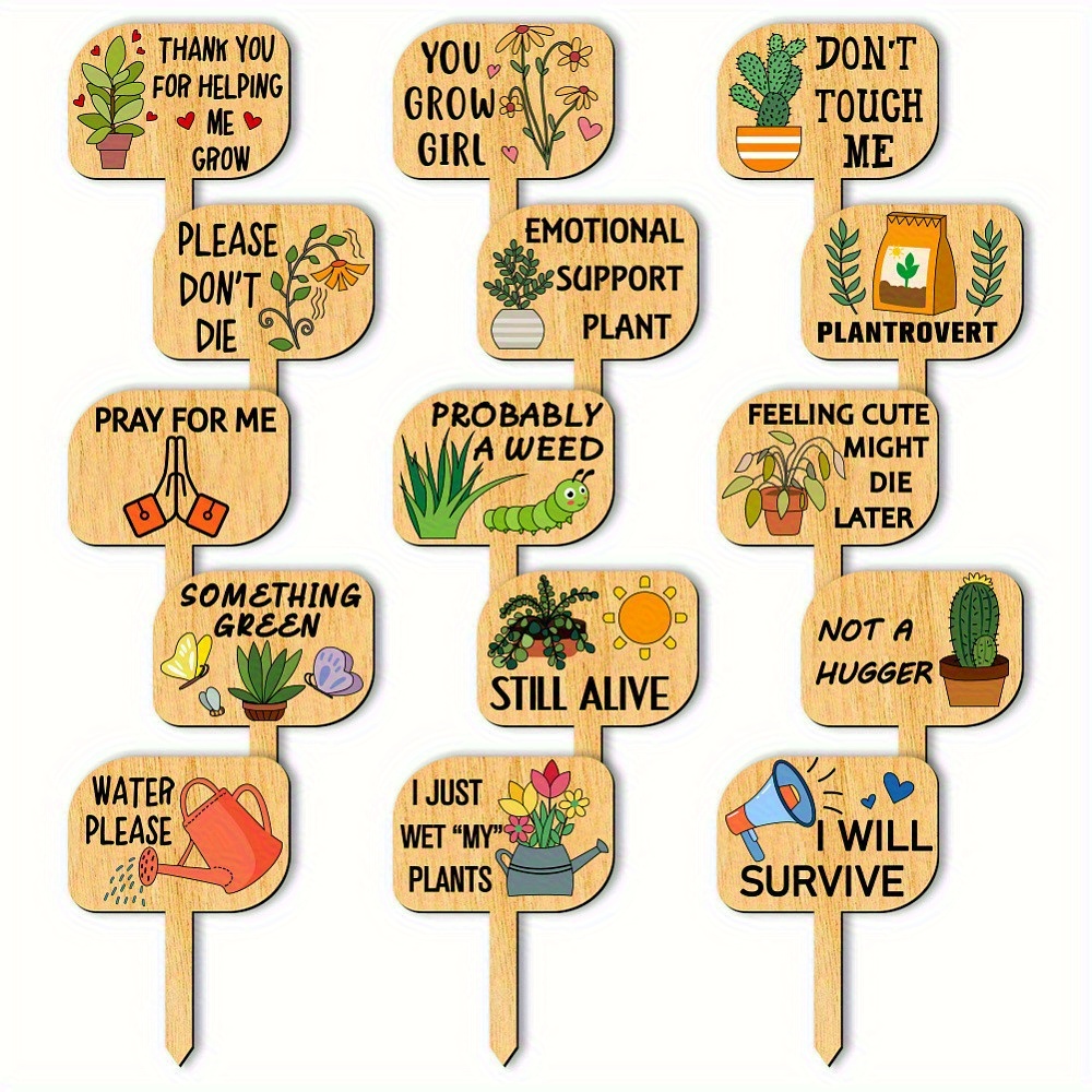 TEMU 2d Flat, 15 Wooden Plant Labels With 2d Flat Wood Printing, Plant Identification, Gardening Markers, Vegetable Seedling Stickers, Handmade, 2d