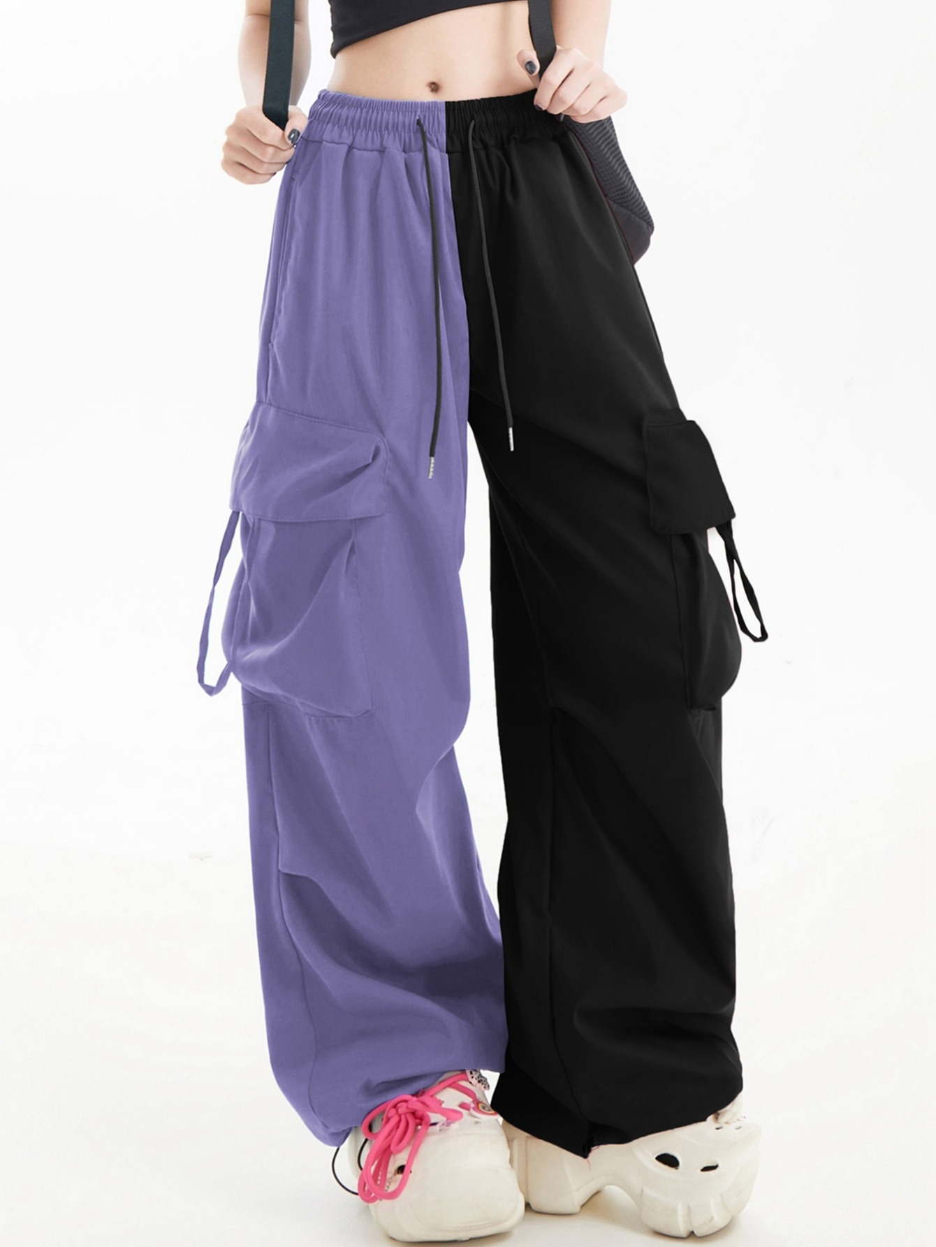 womens retro 80s 90s vintage wide leg pants elastic - Temu