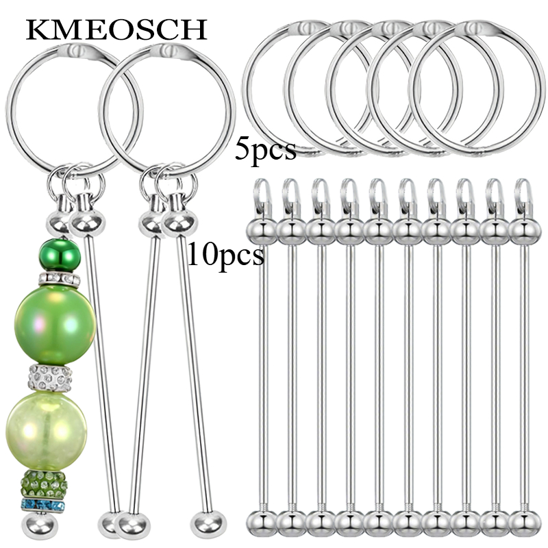 TEMU Set di 15 portachiavi apribili con barra di perline, portachiavi elegante con perline vuote, ciondolo per telefono, catena per borsa, accessori