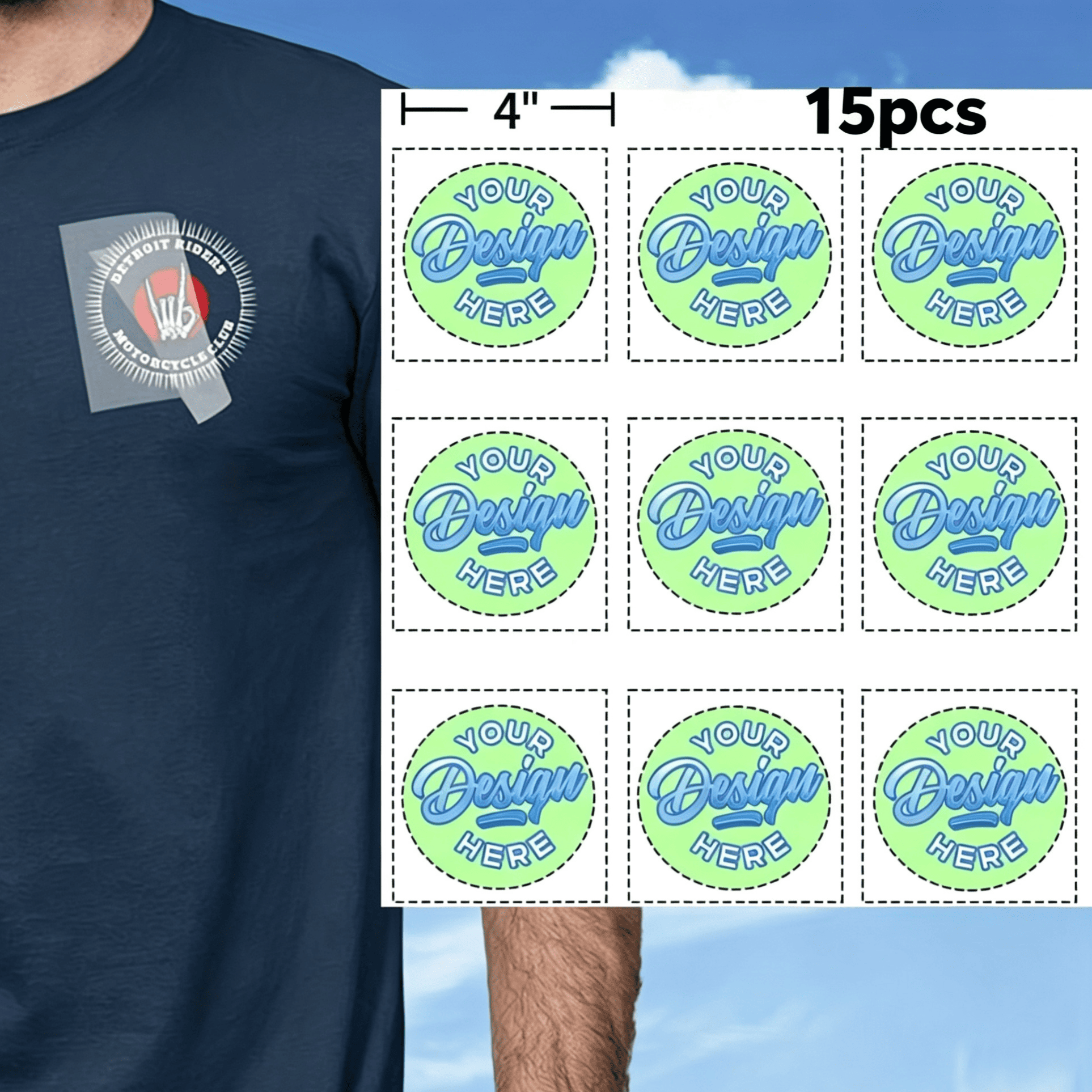 TEMU Personalized Heat Transfer Stickers For Clothing, Featuring In A 10.16x10.16 Cm Size, Perfect For T-shirt Chest Designs