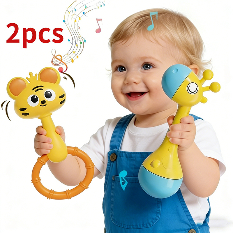 Baby Rattle Toy with Cheerful Face, 2 Pcs Set