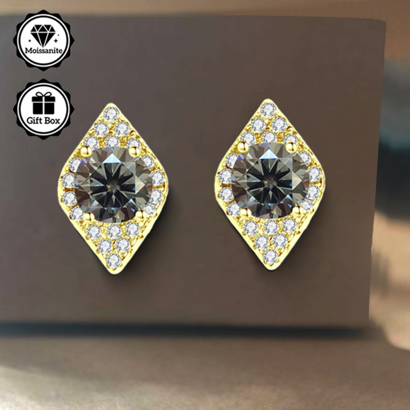 Minimalist Eye-Shaped Moissanite Stud Earrings Set