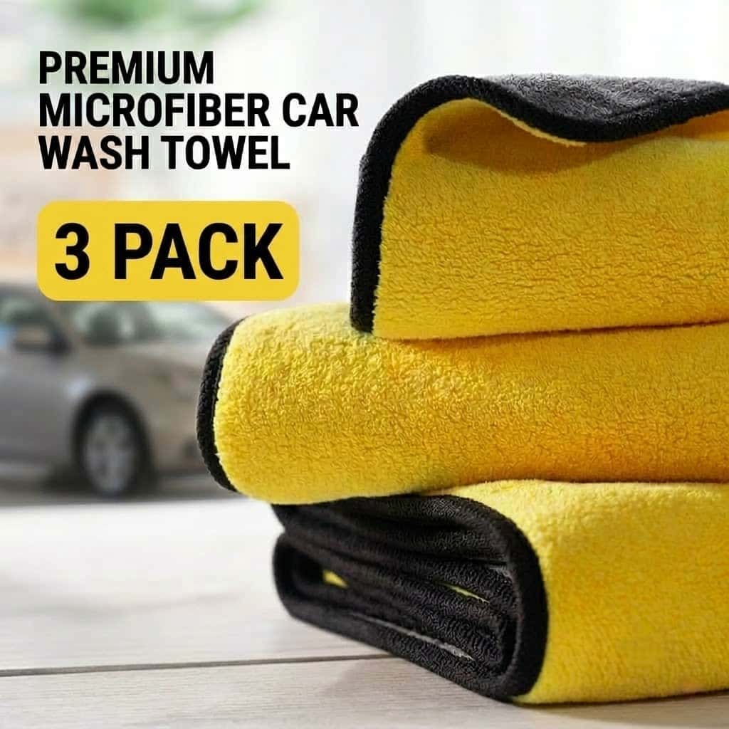 TEMU 3-pack Large Microfiber Car Towels, 24" X 12" Super Absorbent Car Wash Cloths, Soft Detailing Towels For Car Exterior, Windows, Interior & Dust