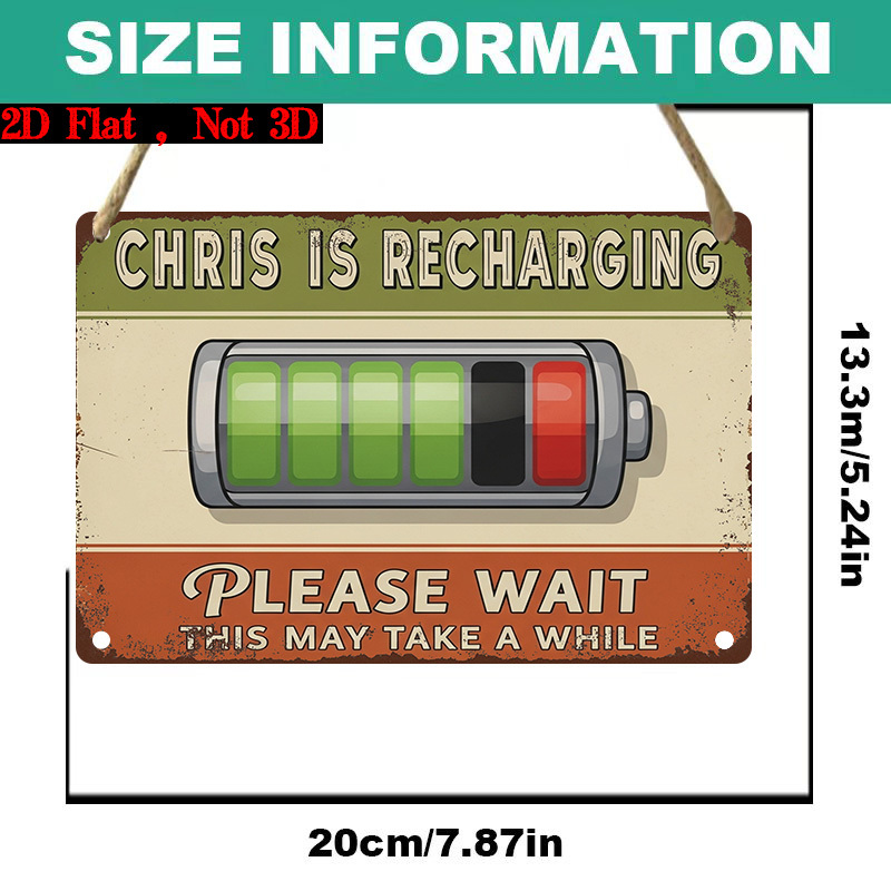 TEMU 2d Flat, 1pc Funny " Is Battery" Sign - Vintage Wall-mounted Office & Home Decor Suitable For Coworkers, Wood Battery Reminder, Holiday Gift