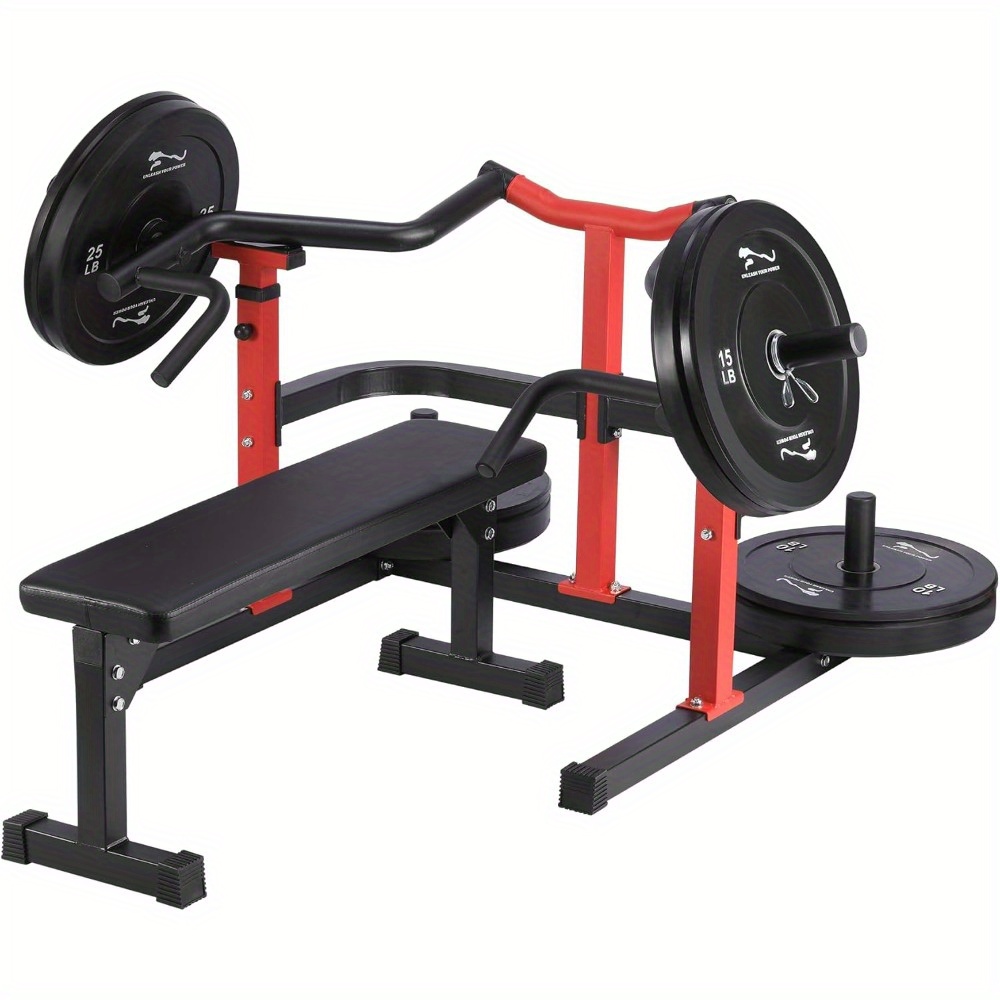 TEMU Versatile Home Gym Bench Press Machine With Adjustable Flat Bench - Heavy-duty Steel, Smooth Bearings & Dual For Workouts