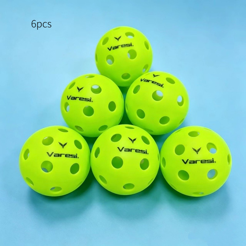 TEMU Pickleball Durable Ball For Adults, 6pcs Set, 26-hole, Suitable For Indoor And And Match Use.