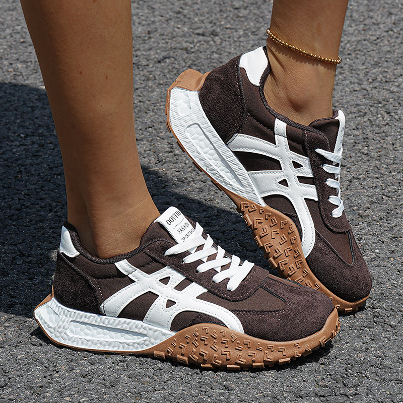 TEMU Women's Sneakers Round Toe Lace-up Casual Flat Shoes Running Shoes