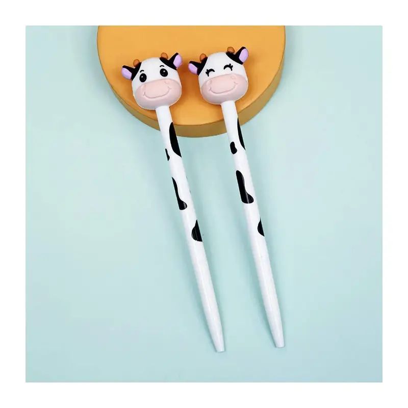 set of 6 retractable gel pens featuring a cute milk cow design, with 0.5mm black gel ink, ideal as promotional gifts for schools and offices. Product details 0