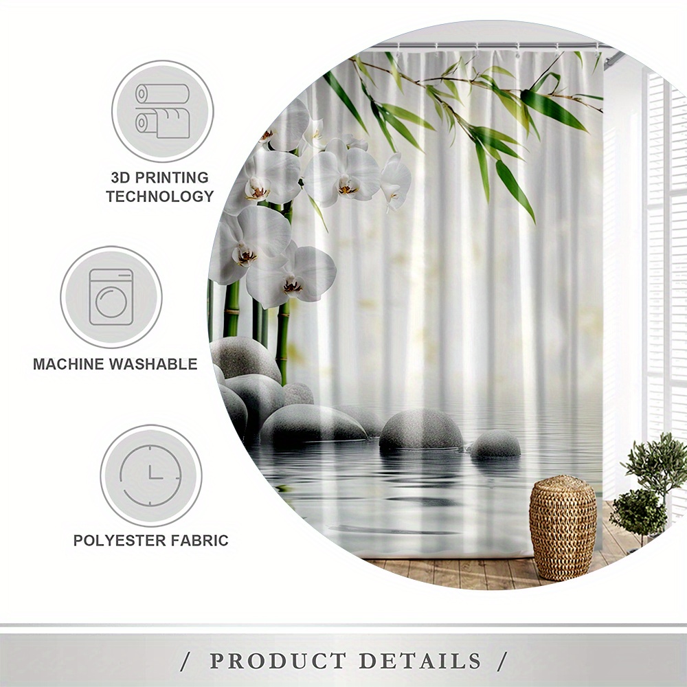 1pc zen garden bambus orchidee duschvorhang polyester - Temu Germany