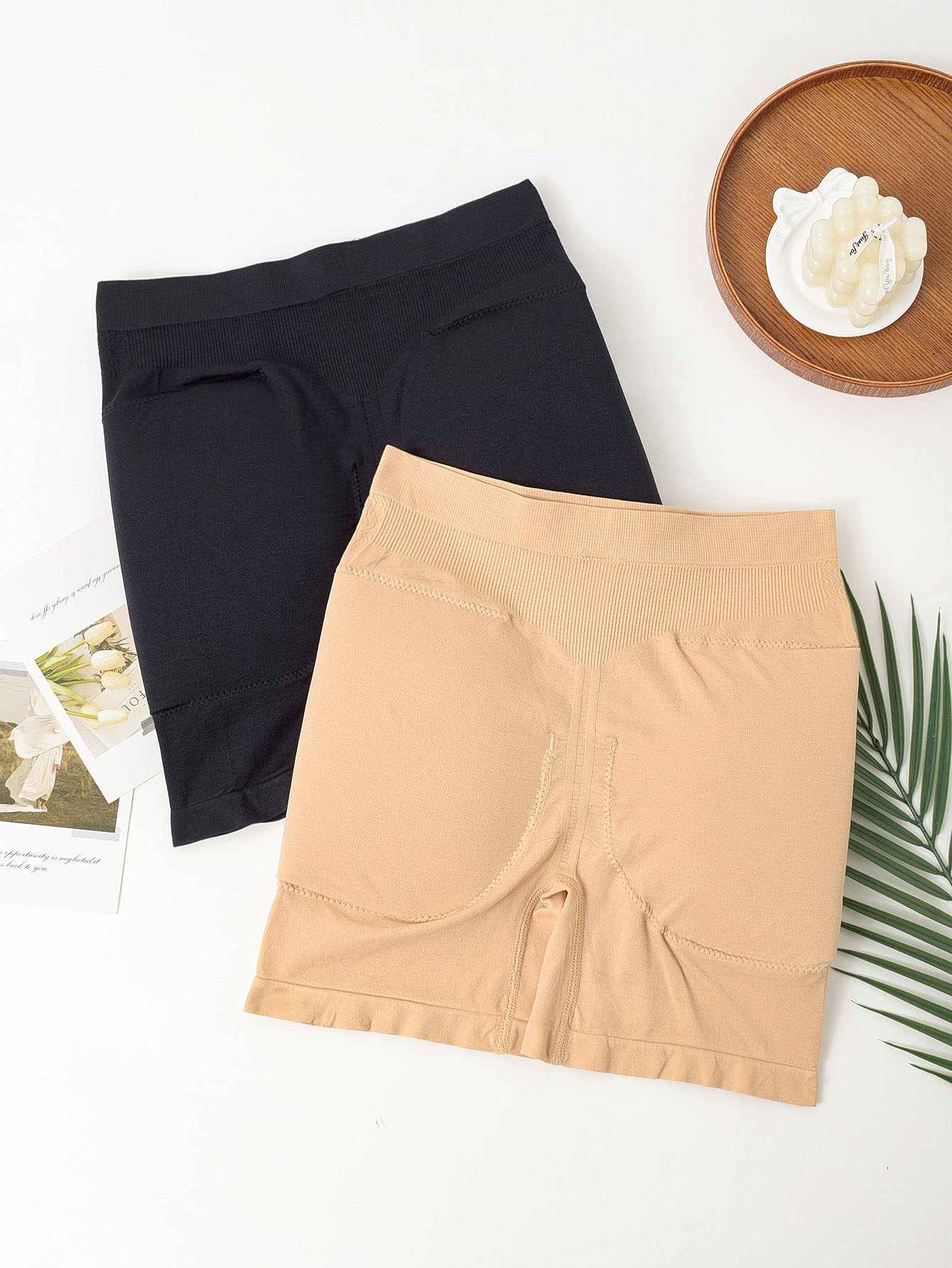 1pc Women's High-Waist Shaping Shorts with Faux Butt Pads - Tummy Control, Butt Lift, Waist, High-Waist Design, Solid Color, Suitable for Daily Yoga and Fitness Wear