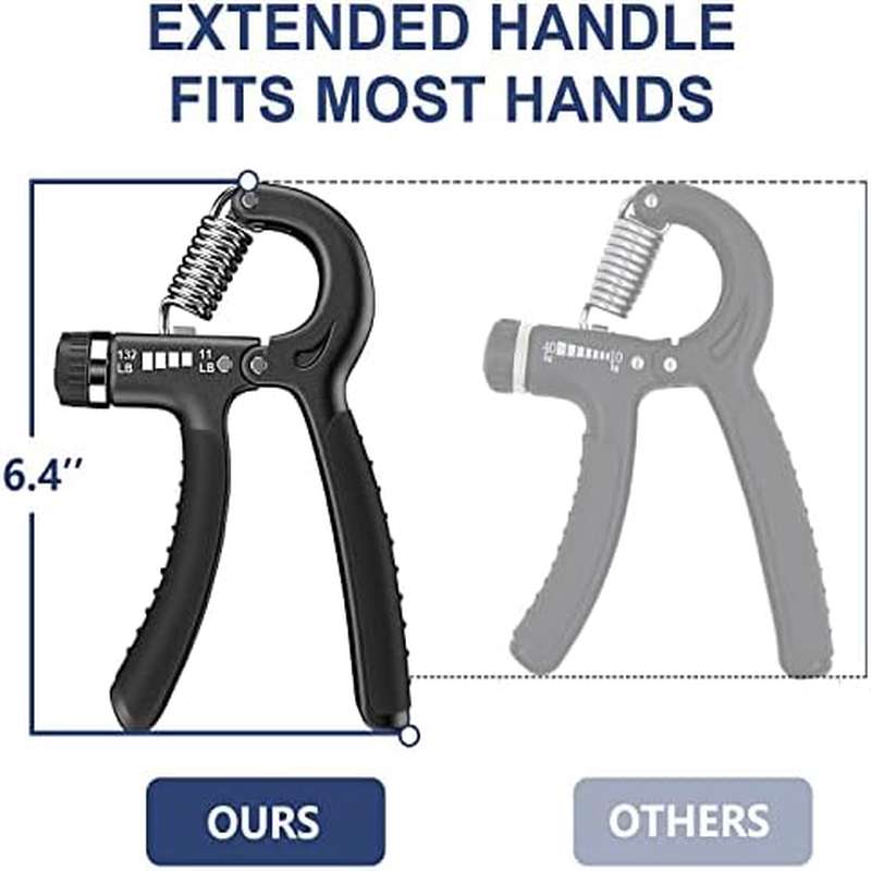 2 pack adjustable grip strength trainer with ergonomic non-slip handle & 11-132 lbs   - heavy duty hand & forearm strengthener for muscle building,   recovery, - durable plastic construction, portable manual operation for home gym, office, travel - ideal for athletes, fitness &   (beginner to advanced) - ideal for    , tennis,, weightlifting training, hand muscle trainer, workout equipment home, wrist strength trainer Product details 2