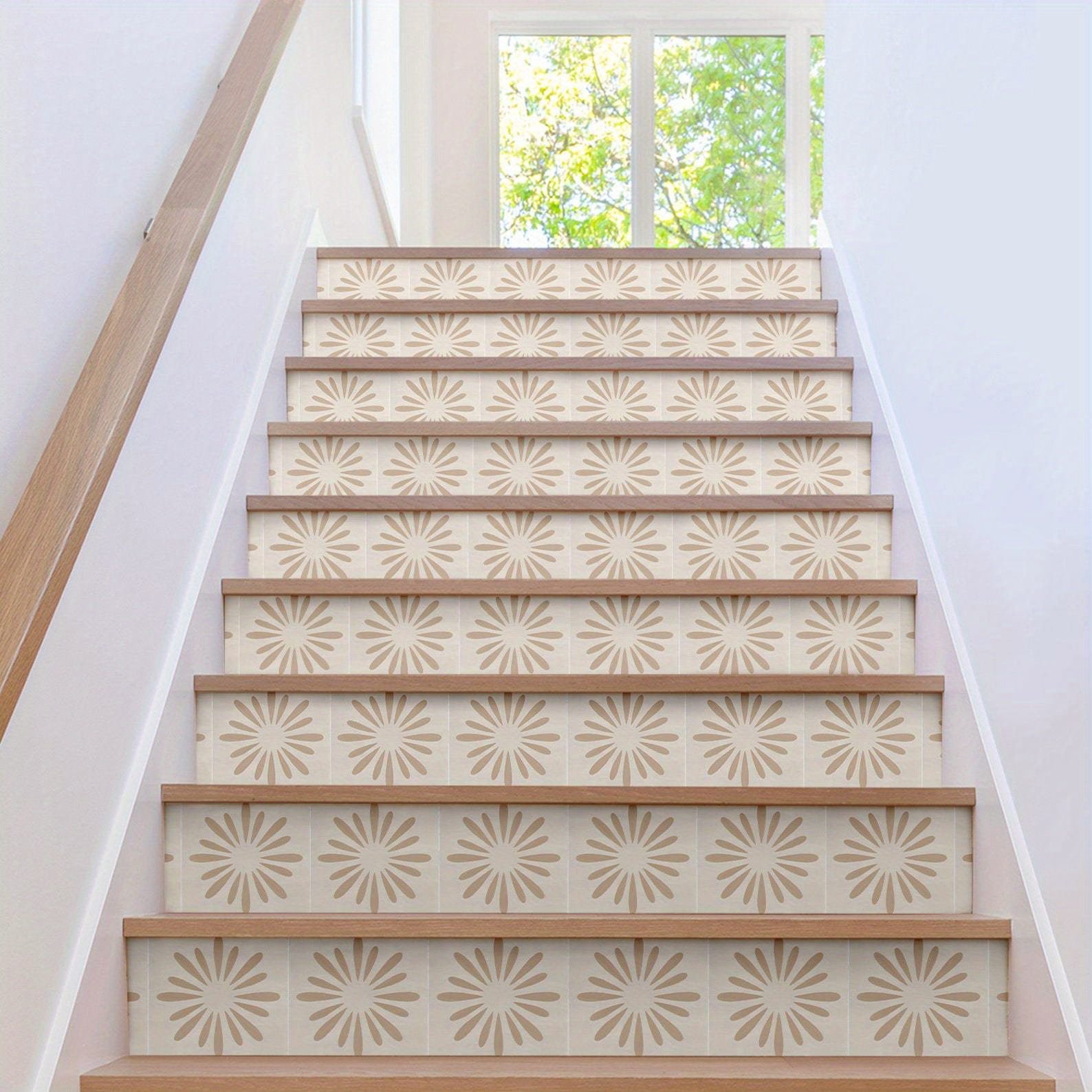10pcs waterproof oil proof floral tile stickers self   peel and stick wallpaper like decals green and white floral pattern for kitchen bathroom living room 4x4in or 5 9x5 9in     removal ideal for   renovation apartment decor Product details 3
