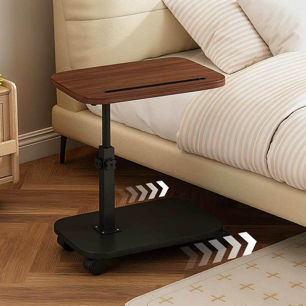 TEMU Mobile Side Table With Wheels, 360-degree Rotating And Height Adjustable Sofa Table, Coffee Table, Side Table, Sofa Table, Bed Table For Living