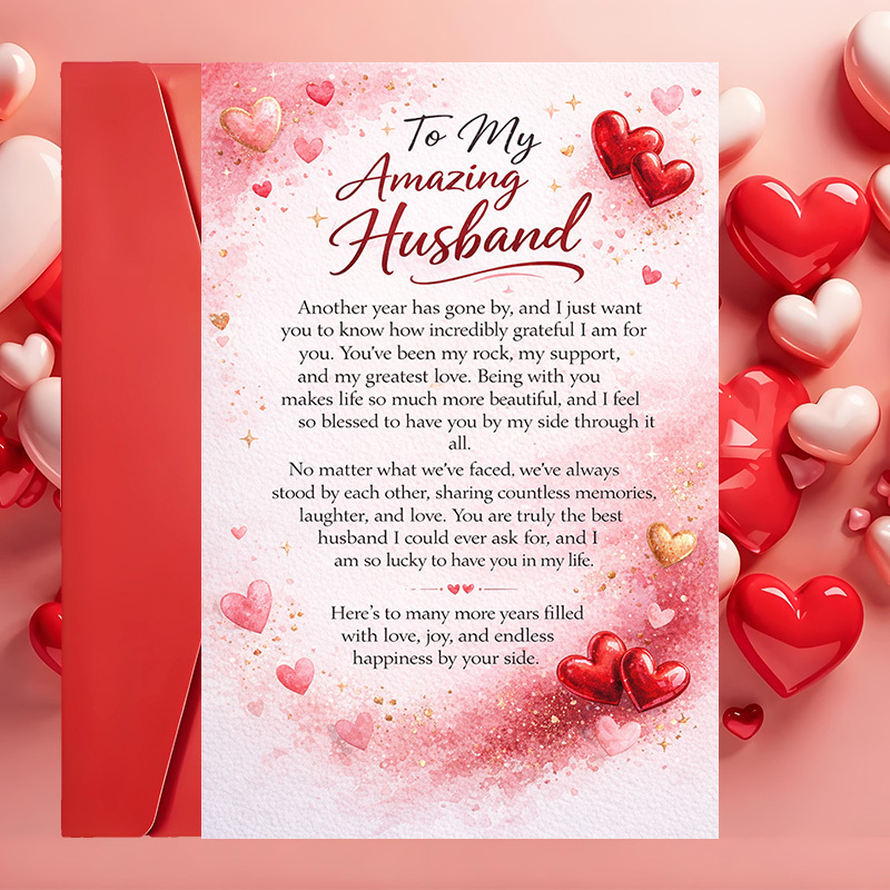 TEMU 1 Greeting Card + 1 Envelope. Card For Husband Expressing Gratitude And . Perfect For Anniversaries, Valentine' Day, Or To Your Marriage