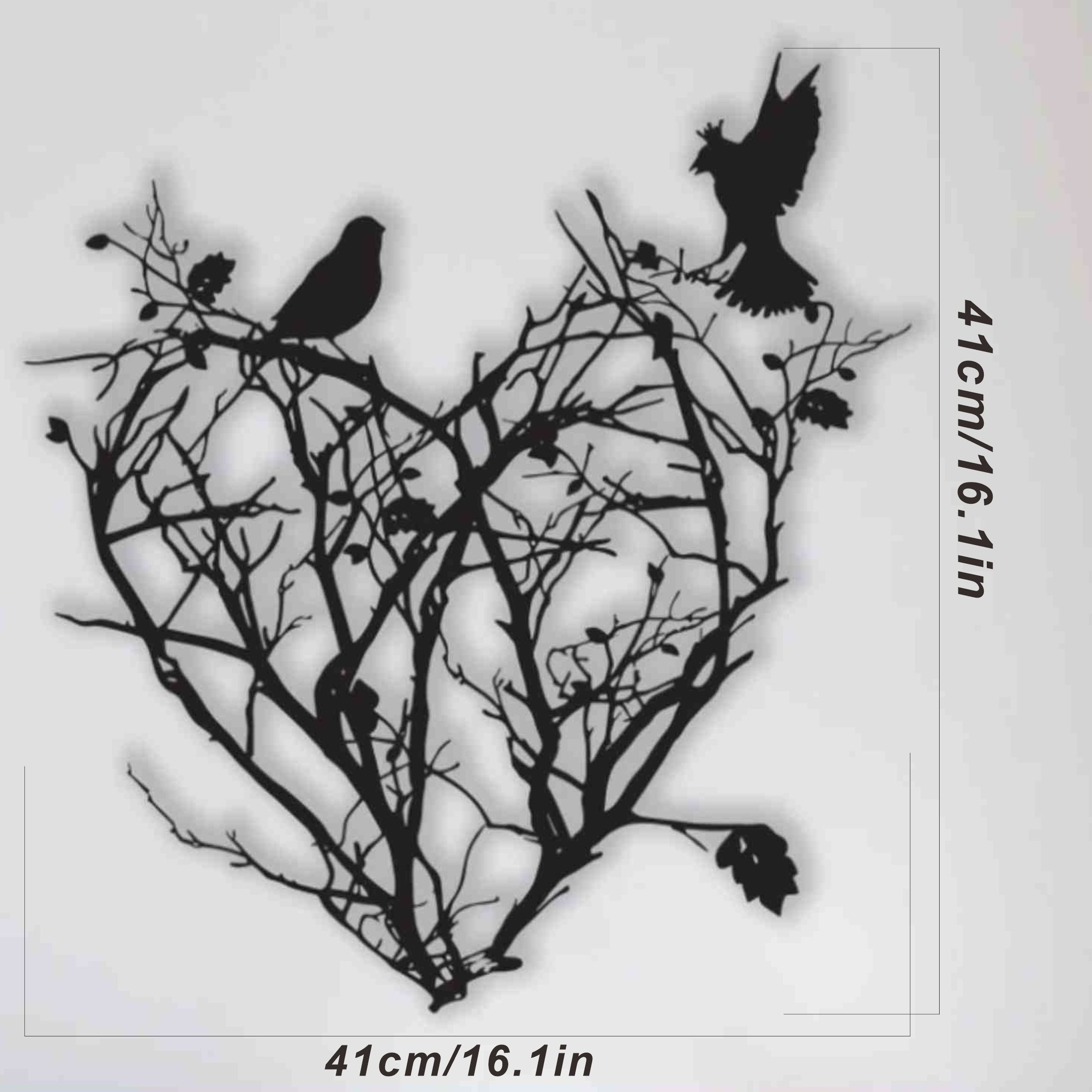 TEMU Metal Heart-shaped Wall Art With Birds - Large Metal Wall Decor, Perfect For Home Decoration - Featherless - Suitable For Any Occasion - - No