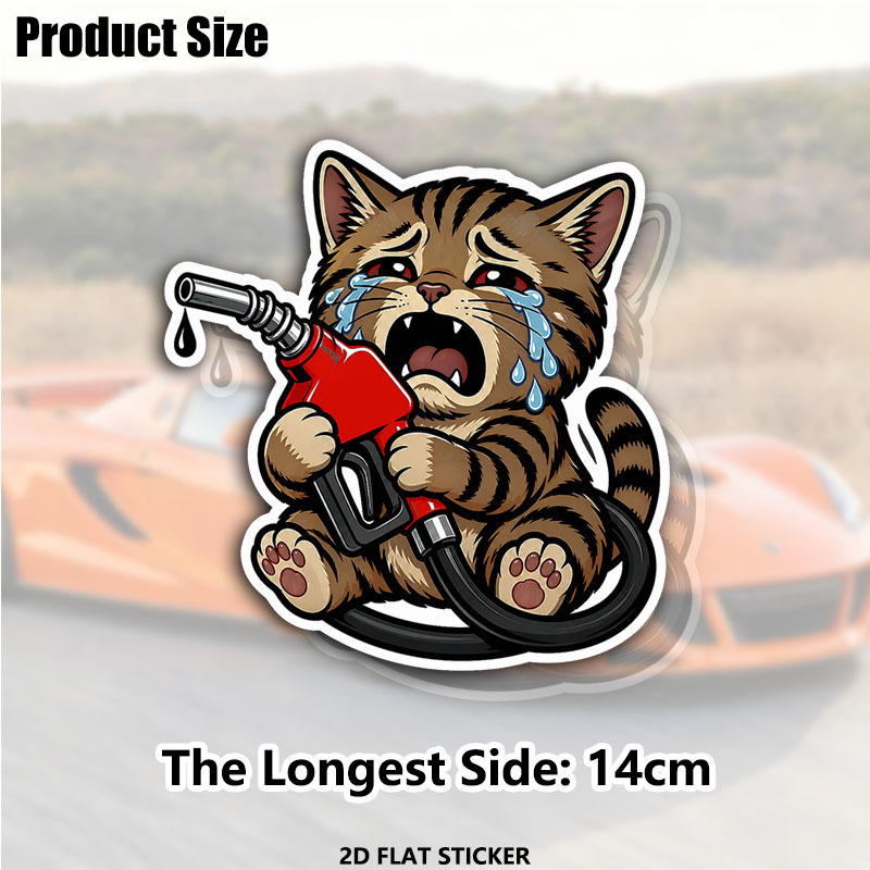 TEMU 2pcs 5.5inch Cat Gas Tank Sticker, Funny Fuel Door Car Decal, Tabby Kitten Vinyl, Gas Pump Bumper Sticker, Waterproof Vehicle Decor, Motorcycle
