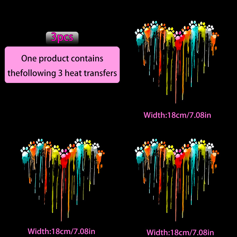 TEMU "3pcs" Colored Artistic Heat Transfer, Hoodies, Cat , High-quality And Wear-resistant Material, Suitable For Hoodies/pillows/canvas Bags/jeans