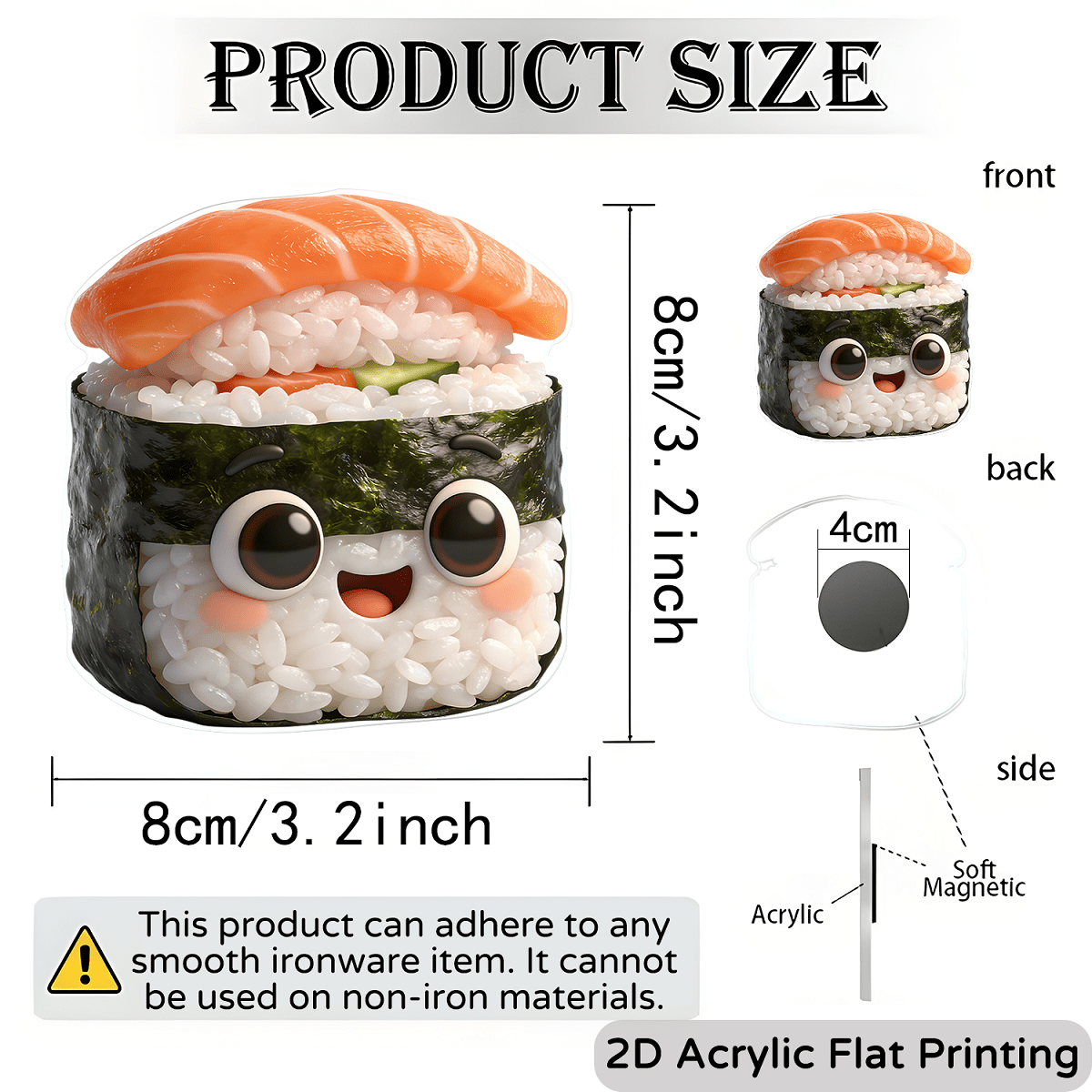 TEMU A Cute Sushi-patterned Fridge Magnet, Perfect As A Fun Gift For , Suitable For Decorating Fridges, Mailboxes, Door Frames, And Furniture.it Features A Japanese Cartoon Design