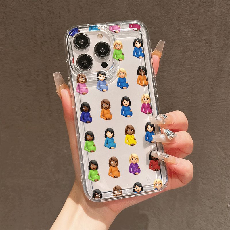 TEMU Phone Case - 1pc Phone Case, 2d Cute Cartoon Pregnant Woman Pattern Phone Case Suitable For Iphone 14/13/12 Series Transparent Anti-fall Soft