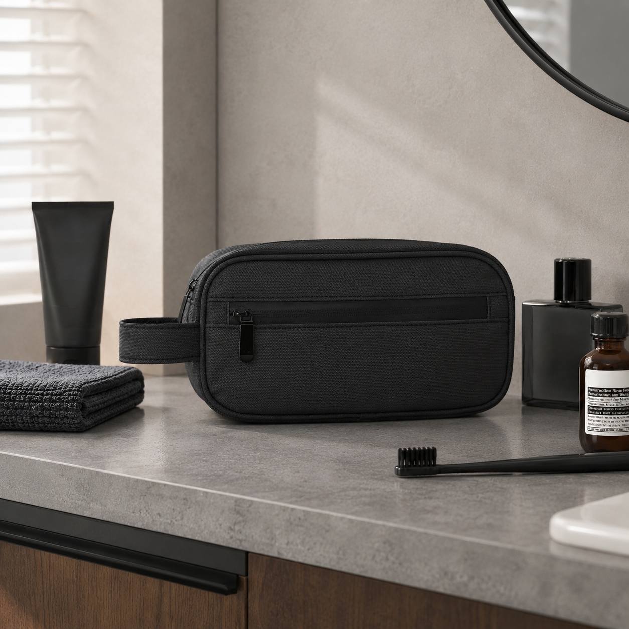 TEMU Trousse de toilette de voyage pour hommes, grande capacité, sac de rangement portable à main, organisateur de toilette multifonctionnel, voyage