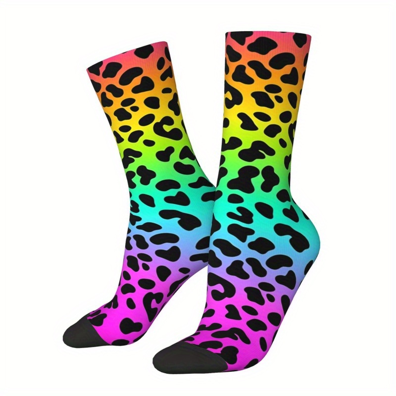 TEMU A Pair Of Unisex Compression Knee-high Socks, Polyester Fabric, Gradient Color Small Floral Print, Knit Material, Hand Washable And Machine