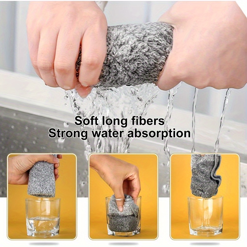 10pcs microfiber cleaning cloths ultra absorbent quick dry bamboo charcoal towels multi purpose oil repellent machine washable for car   room bathroom floor details 1