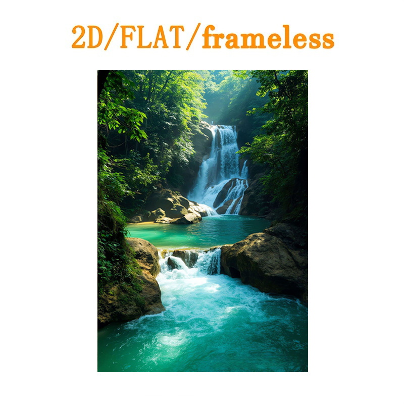 TEMU 2d Flat, [2d Flat] 1pc Frameless Canvas Poster, Vibrant Waterfall And Greenery, Modern Vintage Design, And Office Decor, Suitable For Living