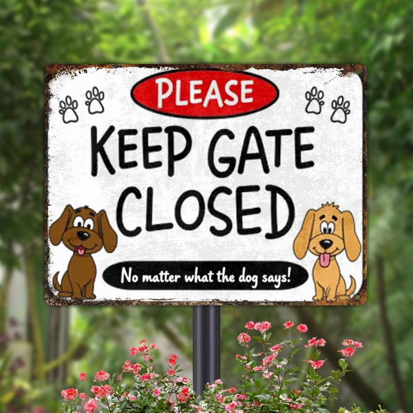 TEMU Funny Gift Funny Gift - Decor Sign Keep Gate Closed - What The Dog Says! Rustic Pet Decoration For Home, Garage