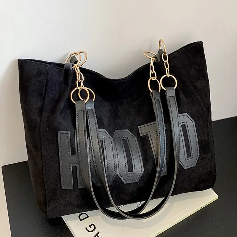 1pc new large capacity womens shoulder bag fashion velvet tote bag daily shopping use tote bag details 1
