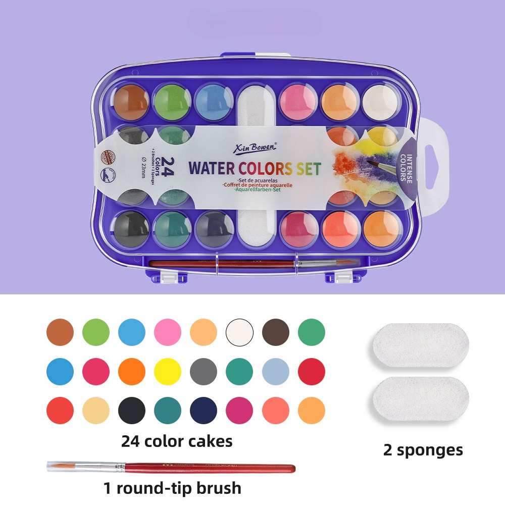 Image of Solid Watercolor Paint Set - 12/ 24/ 36 Color Palette For Artists Students & Hobbyists Perfect For Sketching Painting Wall Art Diy Craft Projects. Professional Art Use Grade Art Supplies
