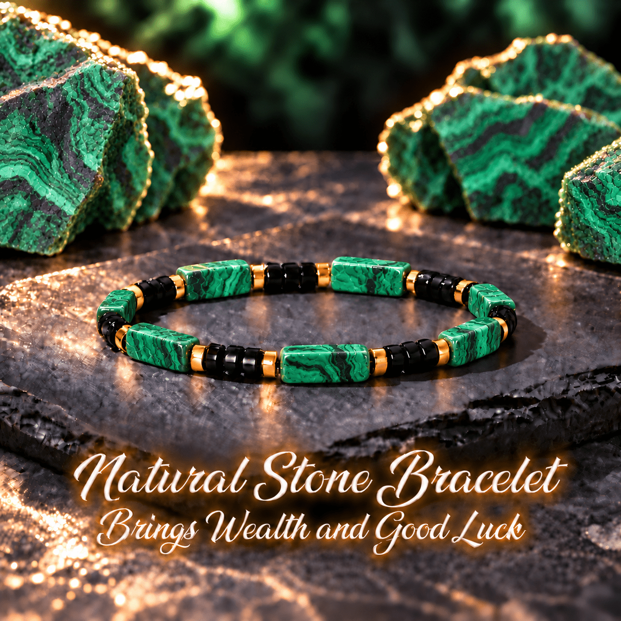 Unisex Vintage Stackable Natural Square Bead Bracelet