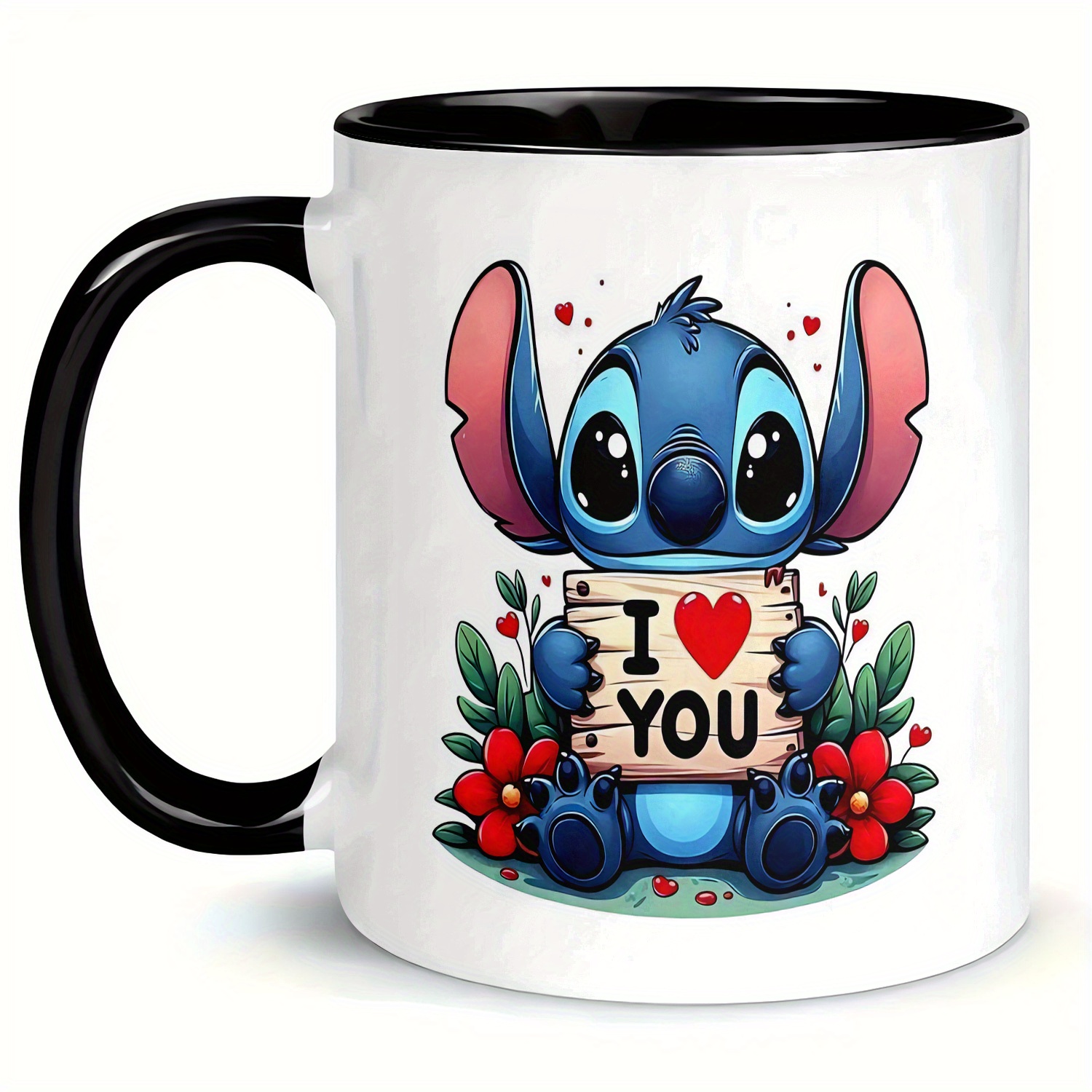 1pc 11oz ceramic coffee mug, porcelain drinking cup, Disney stitch series theme, lovely cartoon designs, a good choice as gift for friends and lovers.festival gifts, birthday gifts