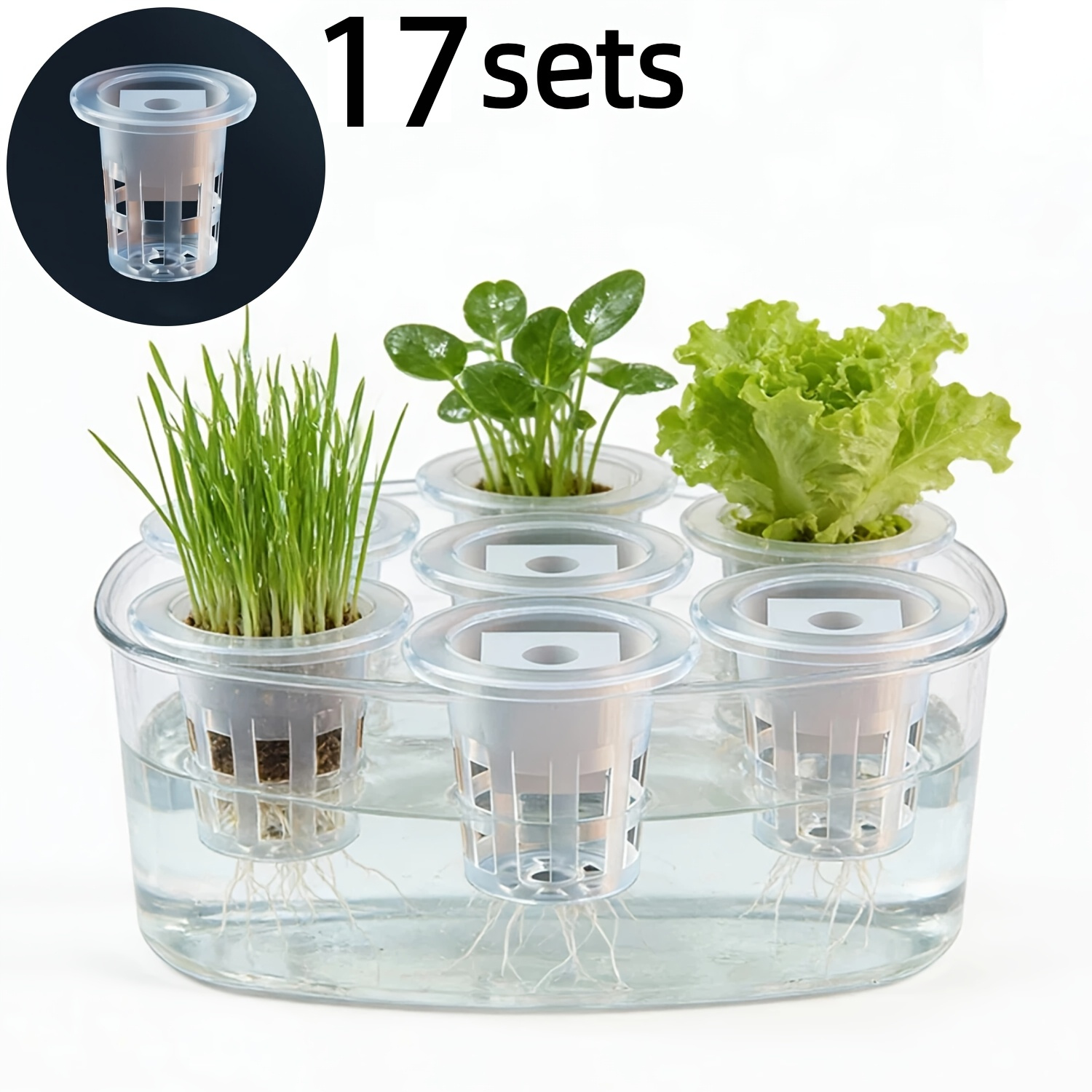TEMU Set de 17 paniers de semis hydroponiques (comprend 17 paniers de plantation + 17 éponges à semis) | Fixation des graines pour , système et