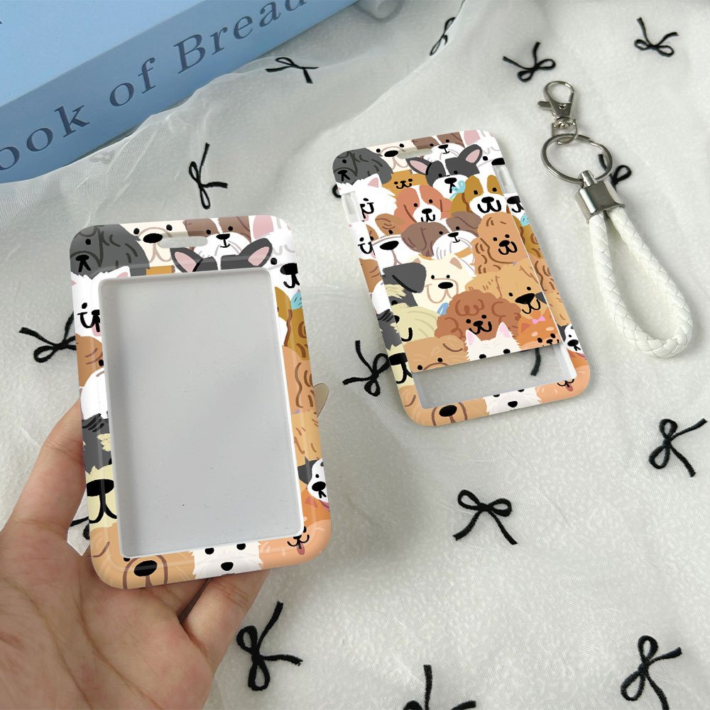 TEMU 2d Id Card Holder Featuring A Puppy Party Design, Complete With A Lanyard And A Window, Suitable For Work, Office, Medical Professionals, And