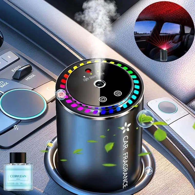 smart car air freshener with star projector 1 69oz 300 day long lasting essential oil diffuser automatic on off usb rechargeable natural fragrance for car interior car fragrance diffuser   accessory durable plastic details 4