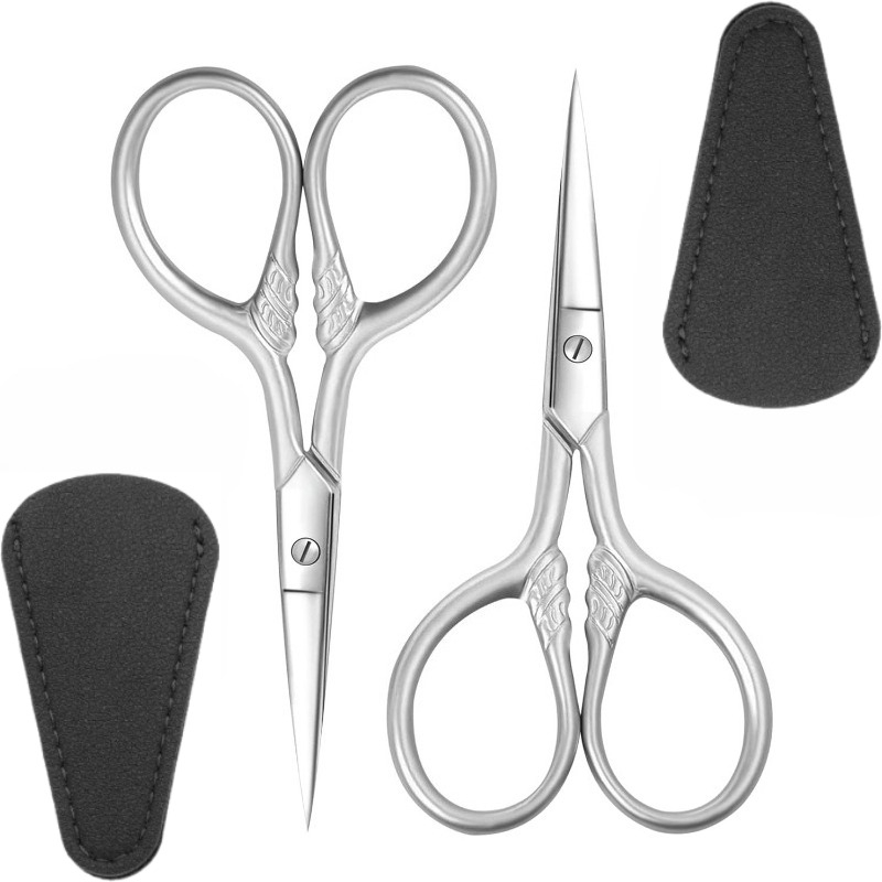 TEMU 2pcs Small Precision Scissors, 3.5-inch Stainless Steel Multi-functional Care Set, Suitable For Facial Hair, Eyebrows, Eyelashes, Beard,