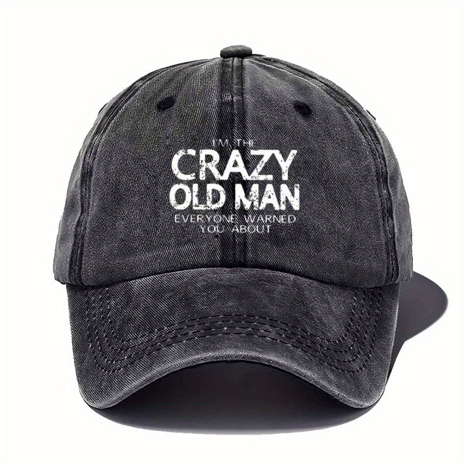 Old Vintage Baseball Cap, Worn Text Slogan, , Adjustable, Lightweight, Sun Hat