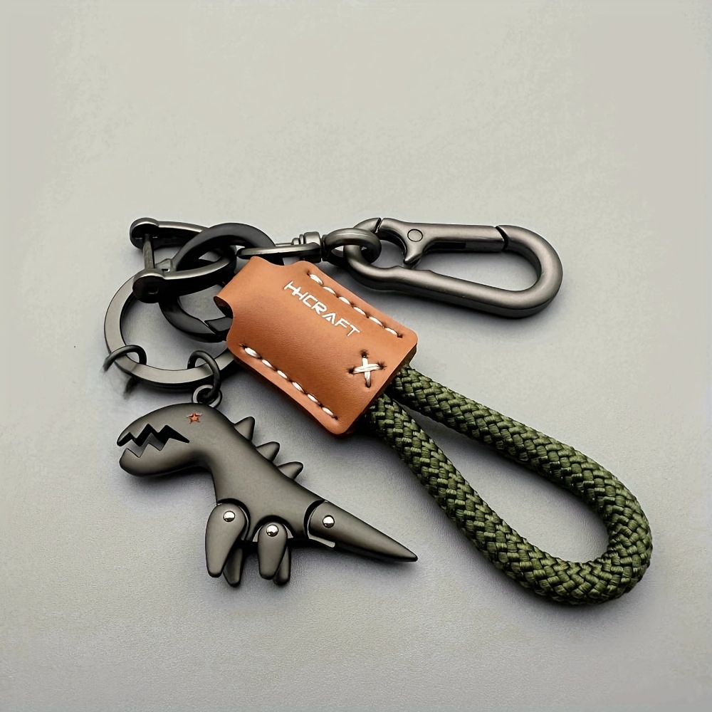 cute little dinosaur keychain strap key ring aluminum alloy material matte feel   with   character   d   2 small rings car keychain backpack pendant   over 7   halloween decor party favors