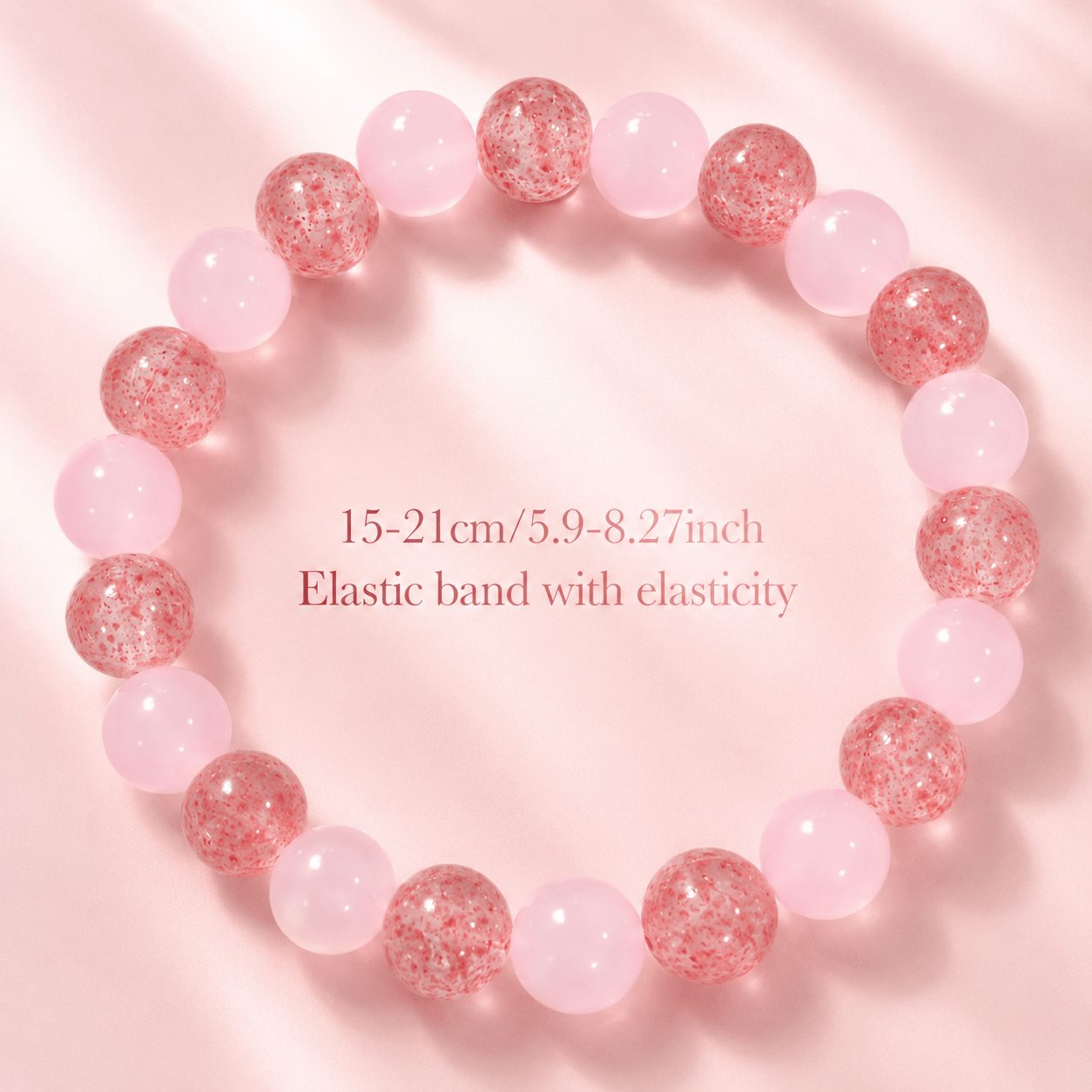 Unisex Wealth Bead Bracelet, Pink Agate, Bohemian Style