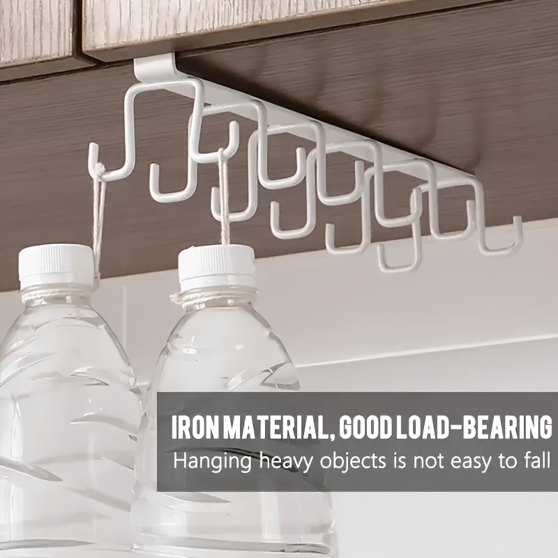 TEMU 12 Hook Rustproof Iron Under Cabinet Mug Hooks, No Drill Kitchen Cup Rack Organizer For Hanging Mugs, Cups, Utensils And Towels, Utility Hooks