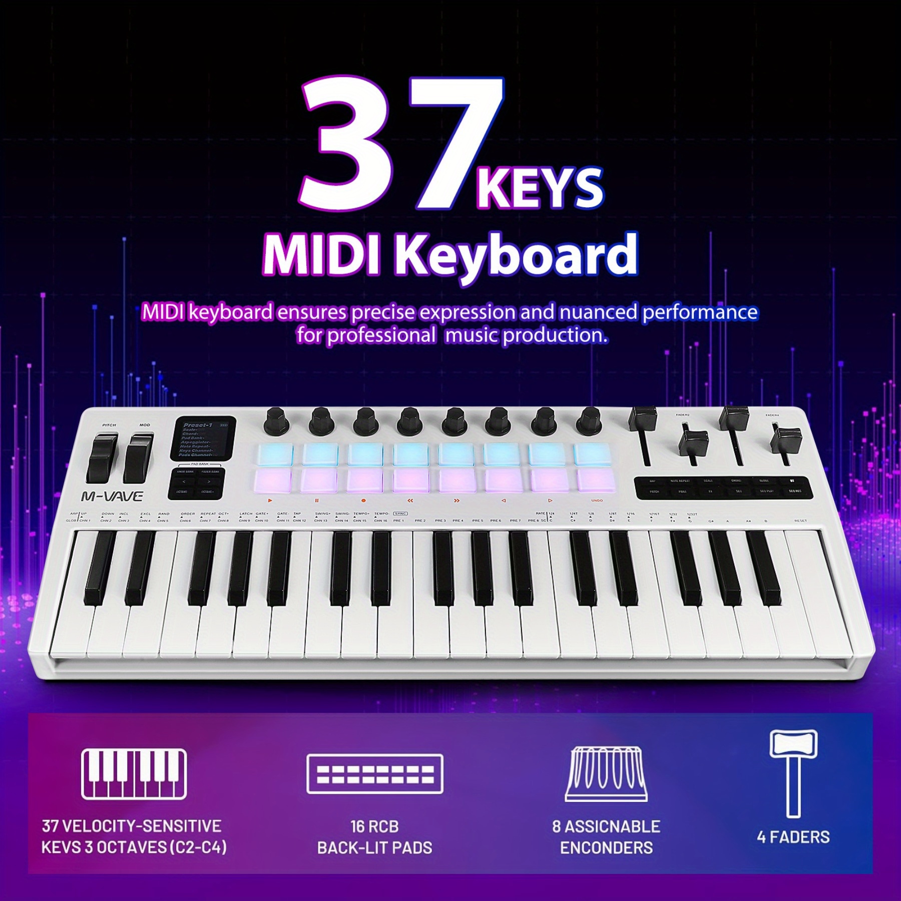 smk 37 pro midi controller usb keyboard controller 37 keys - Temu