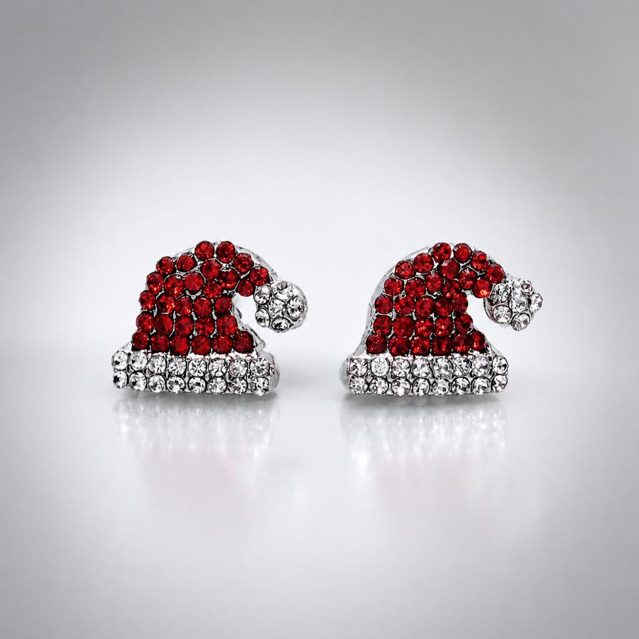 TEMU 1 Pair Of Fashionable Santa Hat Style Stud Earrings, Exquisite And Atmosphere Earrings, Jewelry Gift For Christmas, Halloween, Valentine's Day,